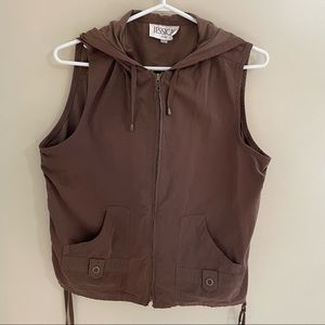 𝅺jessica Sport Soft Drawstring Hooded Vest, Size M